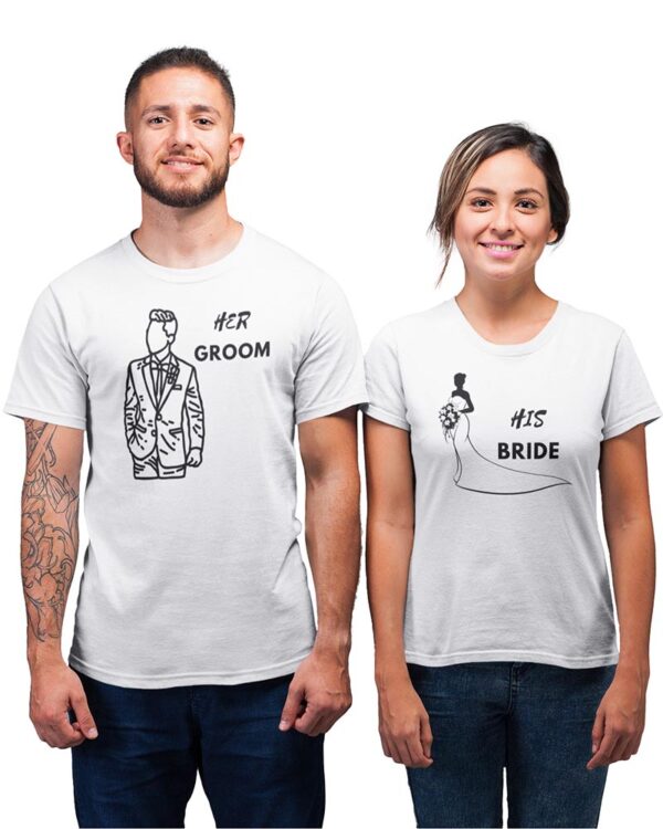 Her Groom, His Bride Valentine Couples T-Shirt - DK - Image 2