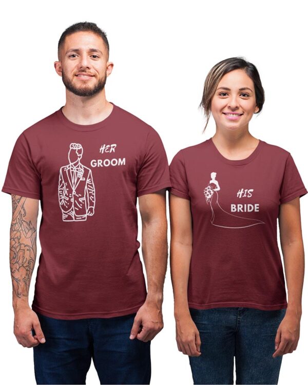 Her Groom, His Bride Valentine Couples T-Shirt - LT