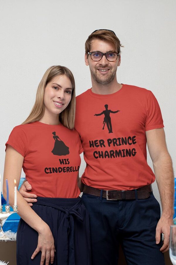 Her Prince Charming, His Cinderella Valentine Couples T-Shirt - DK - Image 4