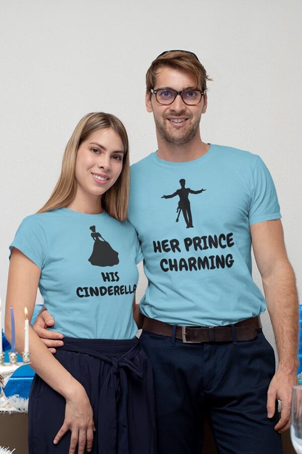 Her Prince Charming, His Cinderella Valentine Couples T-Shirt - DK - Image 5