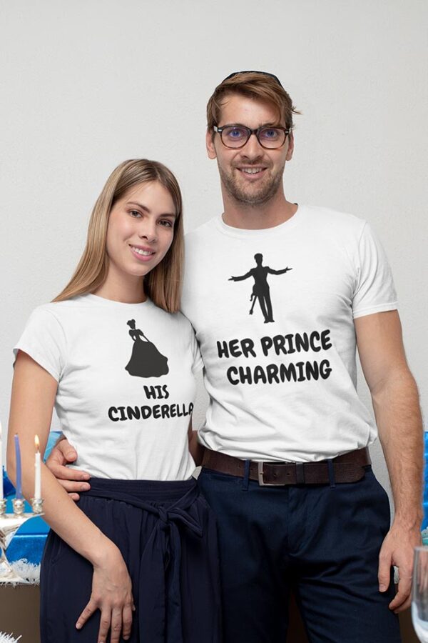 Her Prince Charming, His Cinderella Valentine Couples T-Shirt - DK