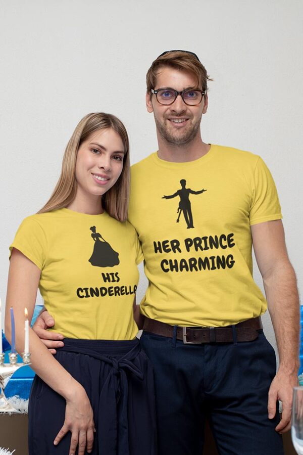 Her Prince Charming, His Cinderella Valentine Couples T-Shirt - DK - Image 2