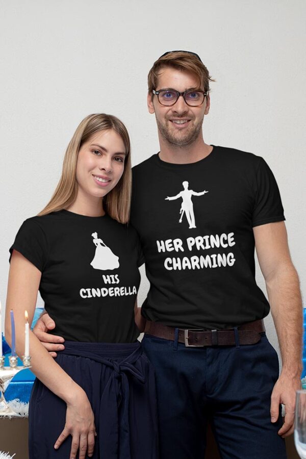 Her Prince Charming, His Cinderella Valentine Couples T-Shirt - LT