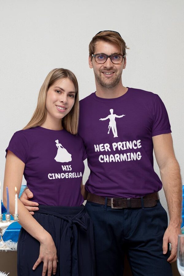 Her Prince Charming, His Cinderella Valentine Couples T-Shirt - LT - Image 5