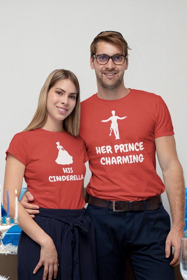 Her Prince Charming, His Cinderella Valentine Couples T-Shirt - LT - Image 6