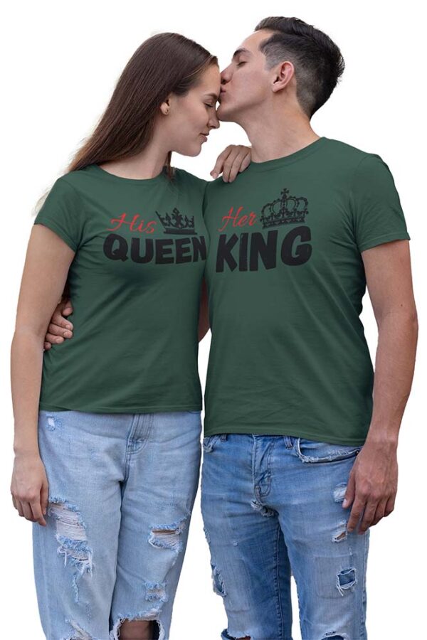 His Queen Her King Couples Valentine T-Shirt - DK - Image 2