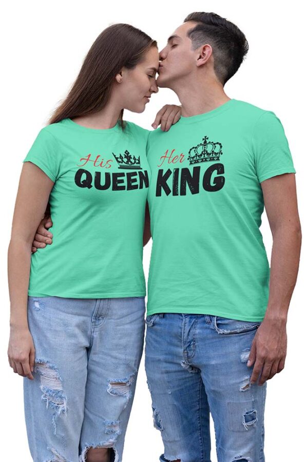 His Queen Her King Couples Valentine T-Shirt - DK - Image 3