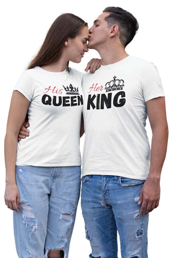 His Queen Her King Couples Valentine T-Shirt - DK - Image 4