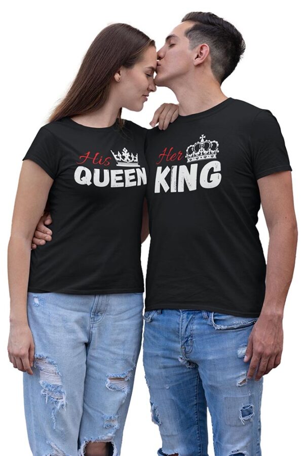 His Queen Her King Couples Valentine T-Shirt - LT