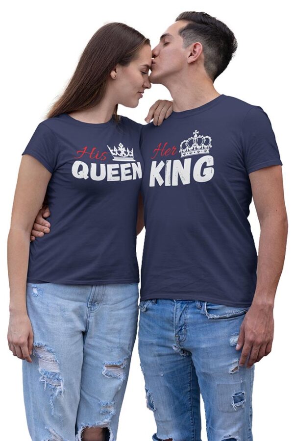 His Queen Her King Couples Valentine T-Shirt - LT - Image 3