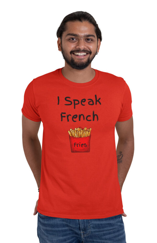 I Speak French Fries Foodie T-Shirt for Men - DK - Image 2