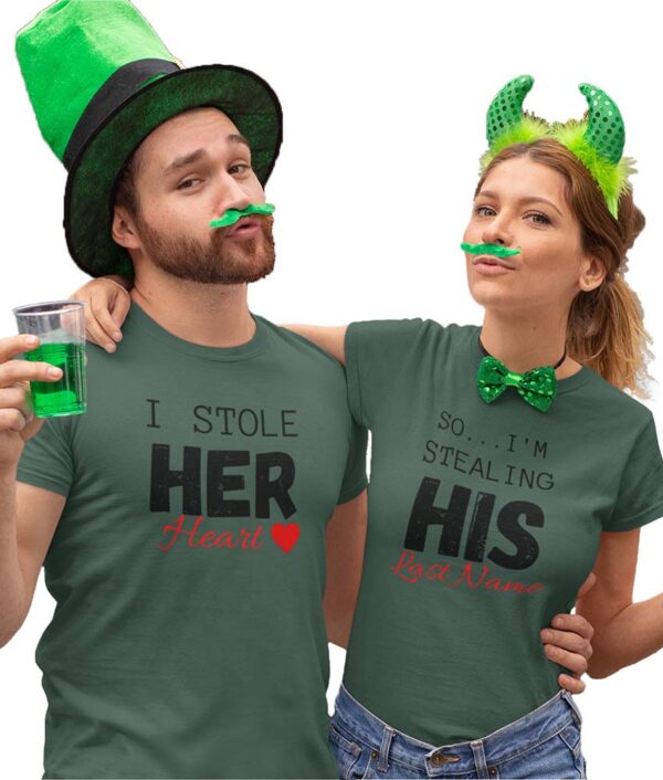 I Stole her heart, So I'm Stealing His Last Name | Couple T-Shirt - DK - Image 2