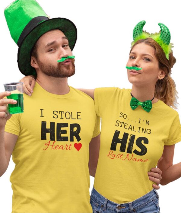 I Stole her heart, So I'm Stealing His Last Name | Couple T-Shirt - DK - Image 5