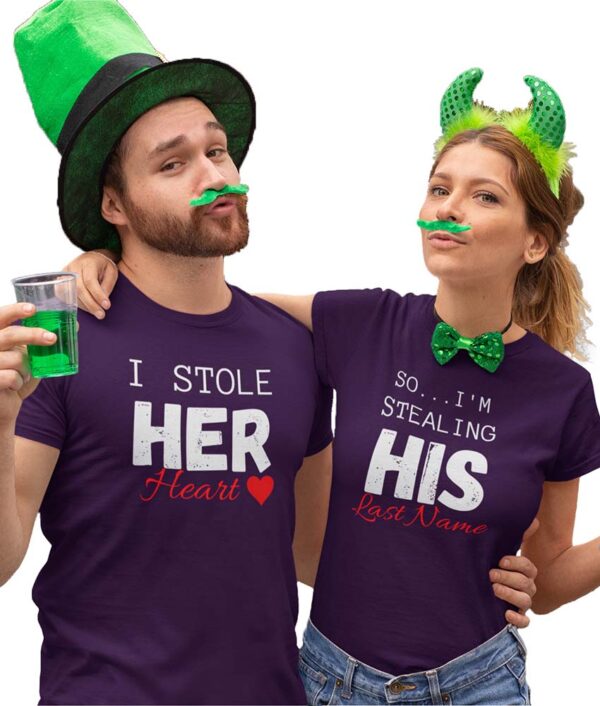 I Stole her heart, So I'm Stealing His Last Name | Couple T-Shirt - LT - Image 5