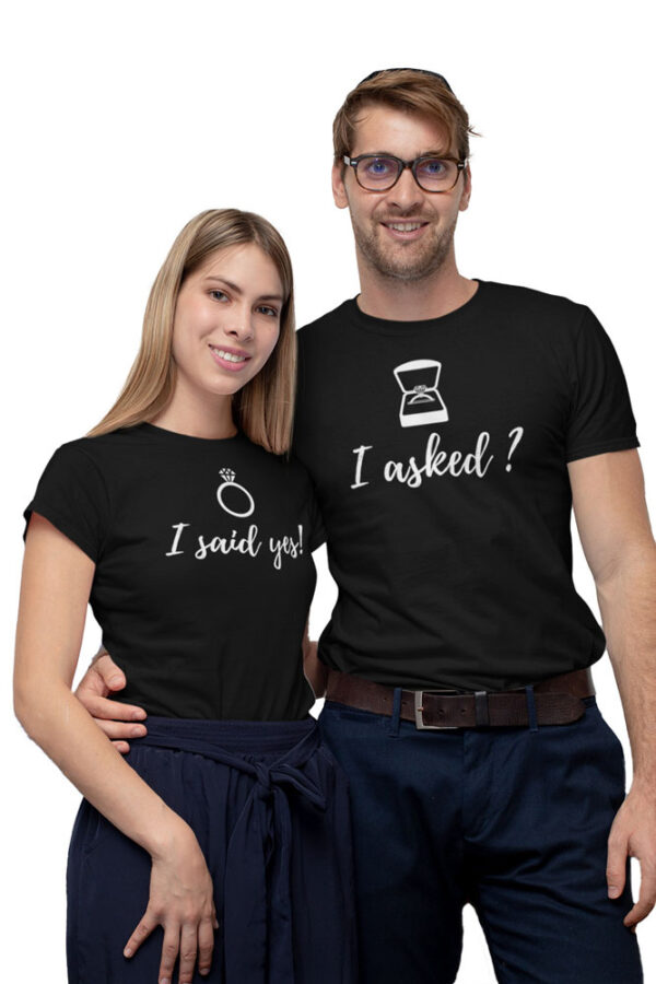 I asked, I said Yes Valentine Couples T-Shirt - LT - Image 4