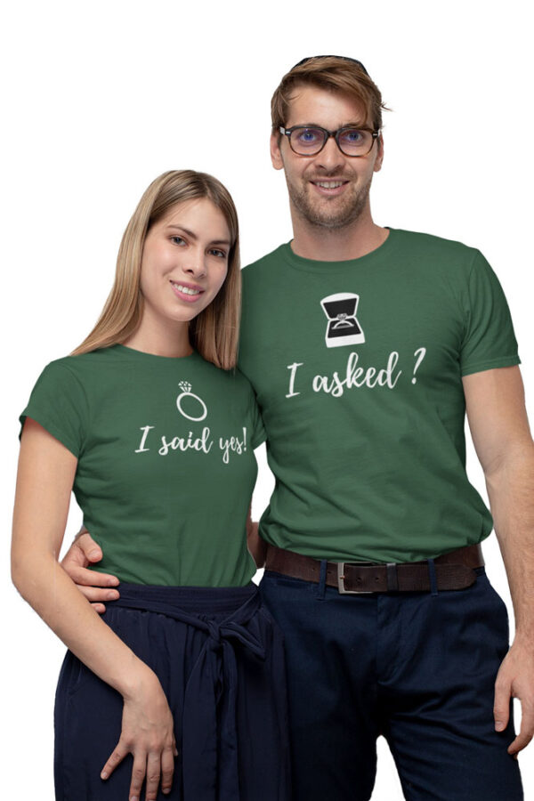 I asked, I said Yes Valentine Couples T-Shirt - LT - Image 5