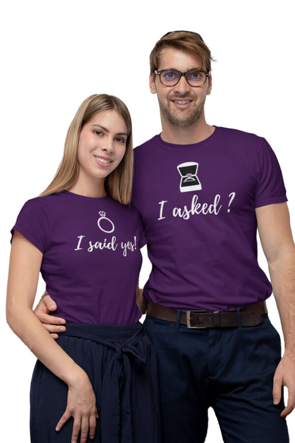 I asked, I said Yes Valentine Couples T-Shirt - LT - Image 3