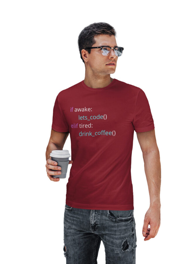 If Awake code else If Drink Coffee Programmer T-Shirt for Men - Image 3