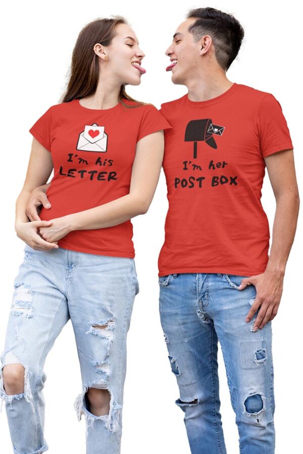 I'm his Letter, I'm her Post Box Valentine Couples T-Shirt - DK - Image 4