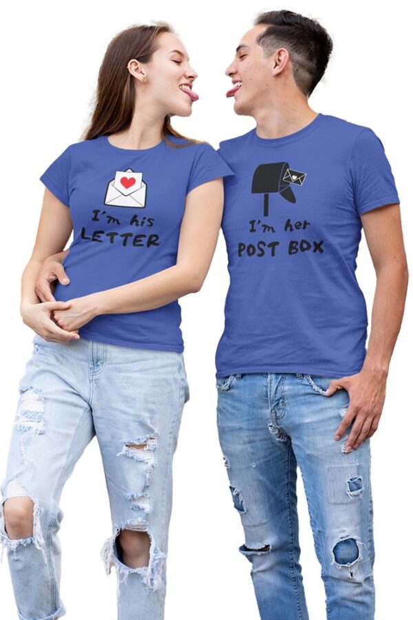 I'm his Letter, I'm her Post Box Valentine Couples T-Shirt - DK - Image 5