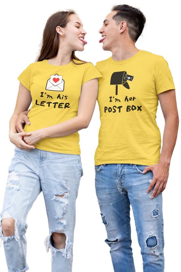 I'm his Letter, I'm her Post Box Valentine Couples T-Shirt - DK - Image 2