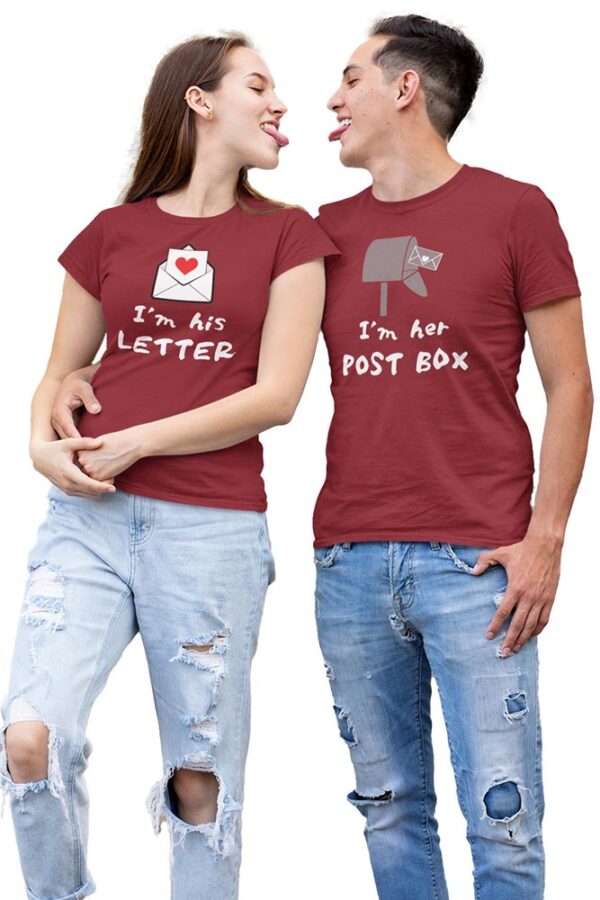 I'm his Letter, I'm her Post Box Valentine Couples T-Shirt - LT - Image 3