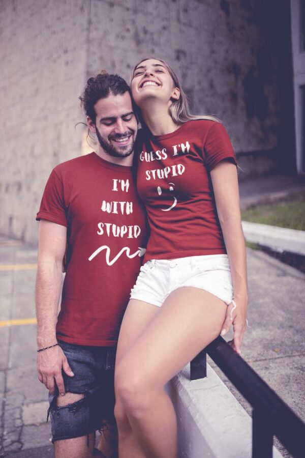 I'm with stupid, Guess I'm the stupid Valentine Couple T-Shirt - LT - Image 3