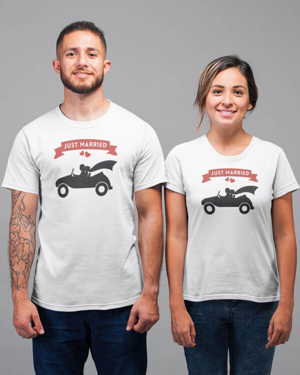 Just Married Valentine Couples T-Shirt - DK - Image 2