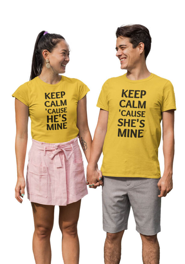 Keep Calm coz He's Mine, Keep Calm coz She's Mine Valentine Couple T-Shirt - DK - Image 2