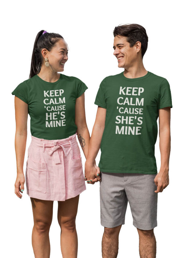 Keep Calm coz He's Mine, Keep Calm coz She's Mine Valentine Couple T-Shirt - LT - Image 2