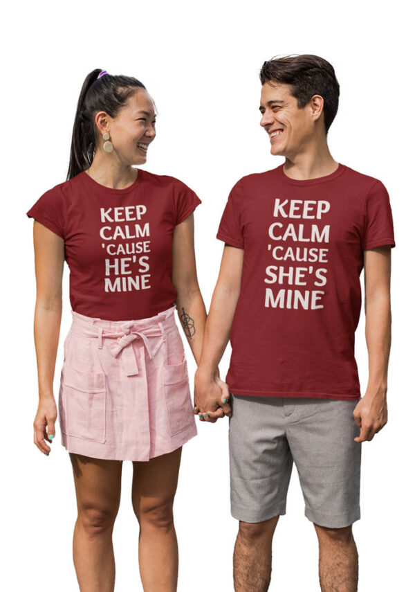 Keep Calm coz He's Mine, Keep Calm coz She's Mine Valentine Couple T-Shirt - LT - Image 3