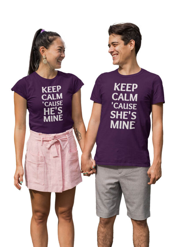 Keep Calm coz He's Mine, Keep Calm coz She's Mine Valentine Couple T-Shirt - LT - Image 5