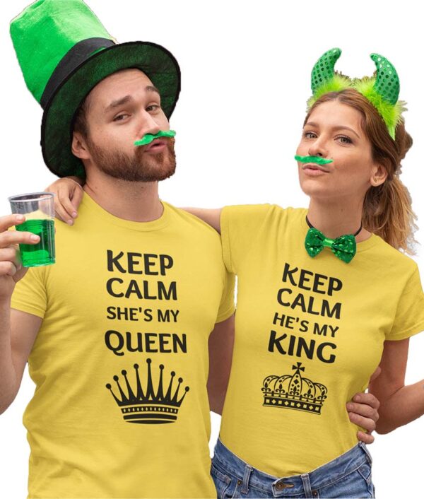 Keep Calm He's my King, Keep Calm She's my Queen Valentine Couple T-Shirt - DK - Image 3