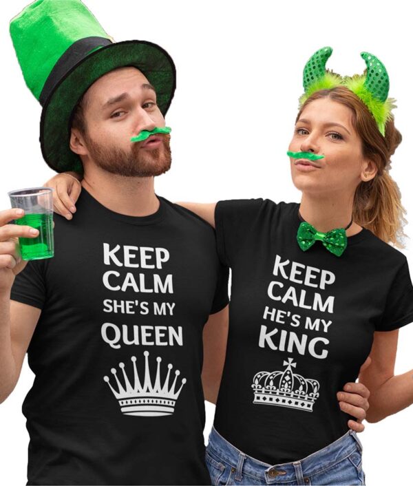 Keep Calm He's my King, Keep Calm She's my Queen Valentine Couple T-Shirt - LT - Image 5