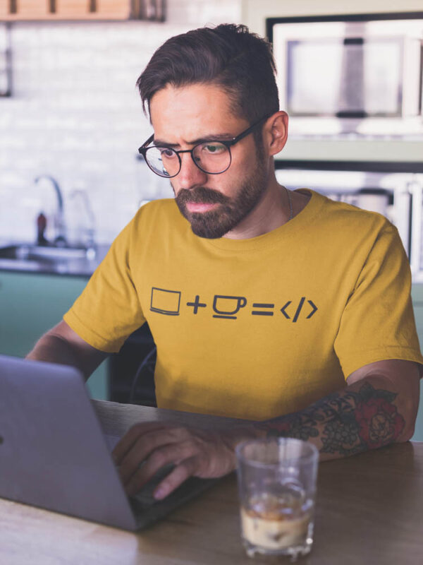 Lap Coffee Code Programmer T-Shirt for Men - DK - Image 2