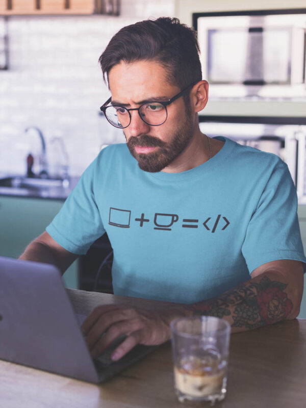 Lap Coffee Code Programmer T-Shirt for Men - DK - Image 4