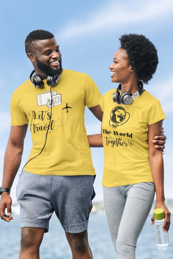 Let's Travel the World Together Valentine Couples T-Shirt - DK - Image 3