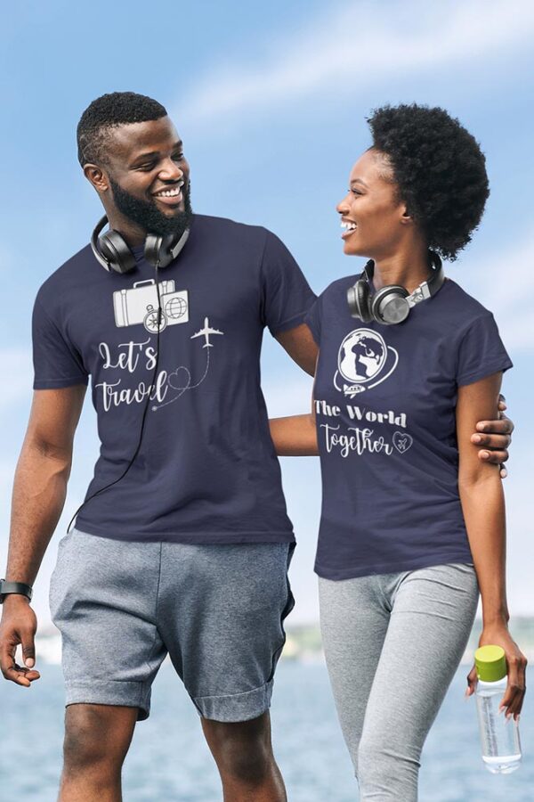 Let's Travel the World Together Valentine Couples T-Shirt - LT - Image 5