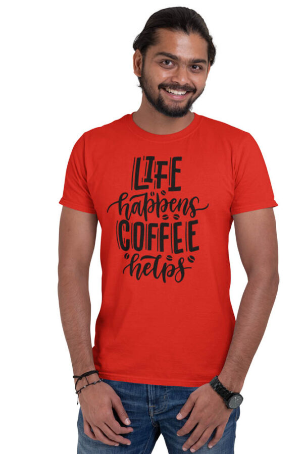 Life Happens Coffee Helps T-Shirt for Men - DK - Image 2