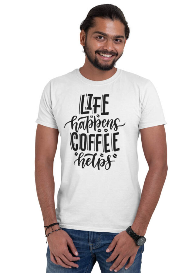 Life Happens Coffee Helps T-Shirt for Men - DK - Image 5