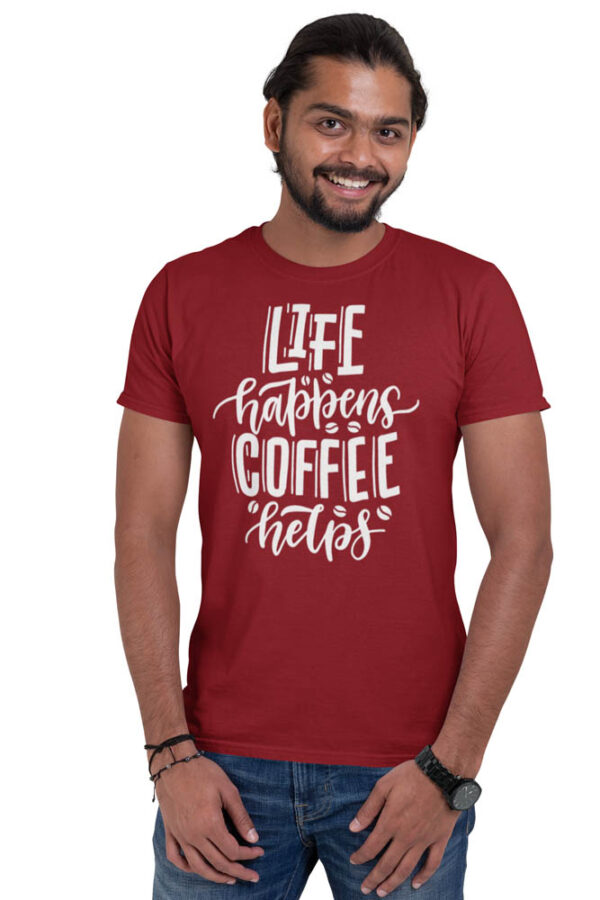 Life Happens Coffee Helps T-Shirt for Men - LT - Image 2