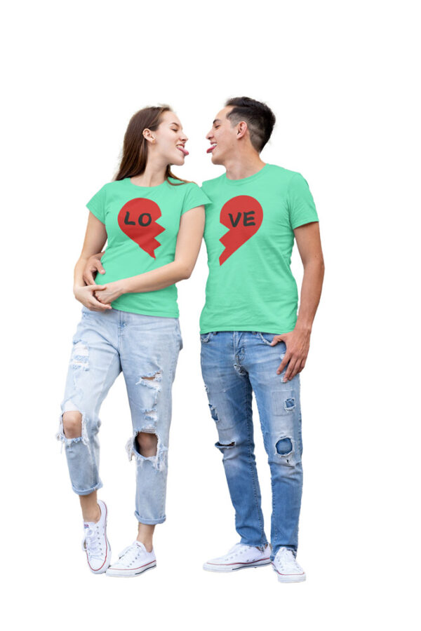 Love Heart Half Couple T-Shirt - Image 3