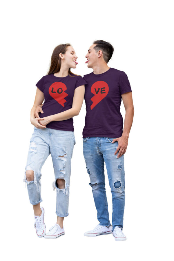 Love Heart Half Couple T-Shirt - Image 4