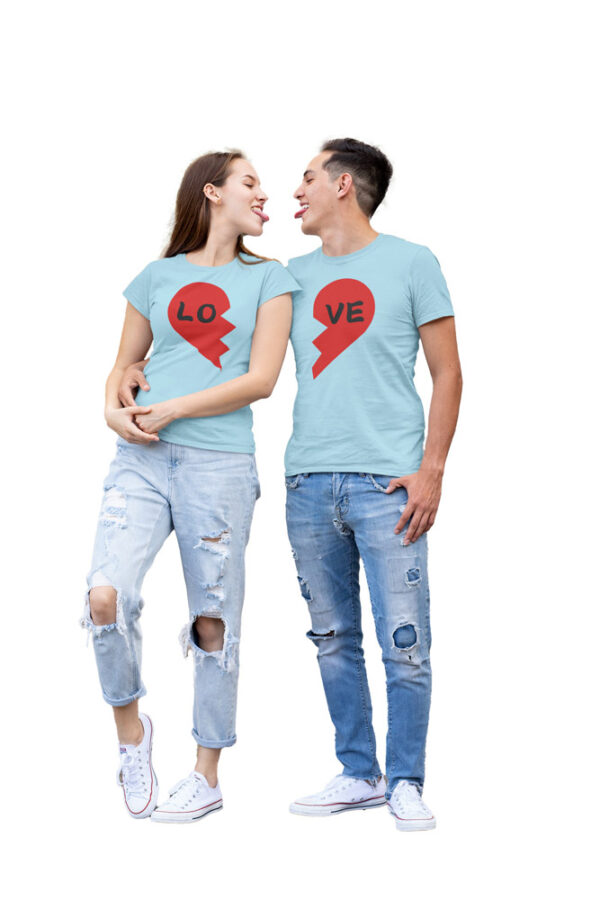 Love Heart Half Couple T-Shirt - Image 6