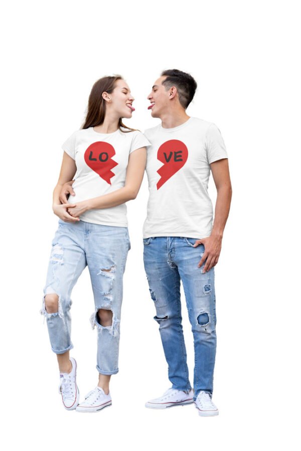 Love Heart Half Couple T-Shirt - Image 7