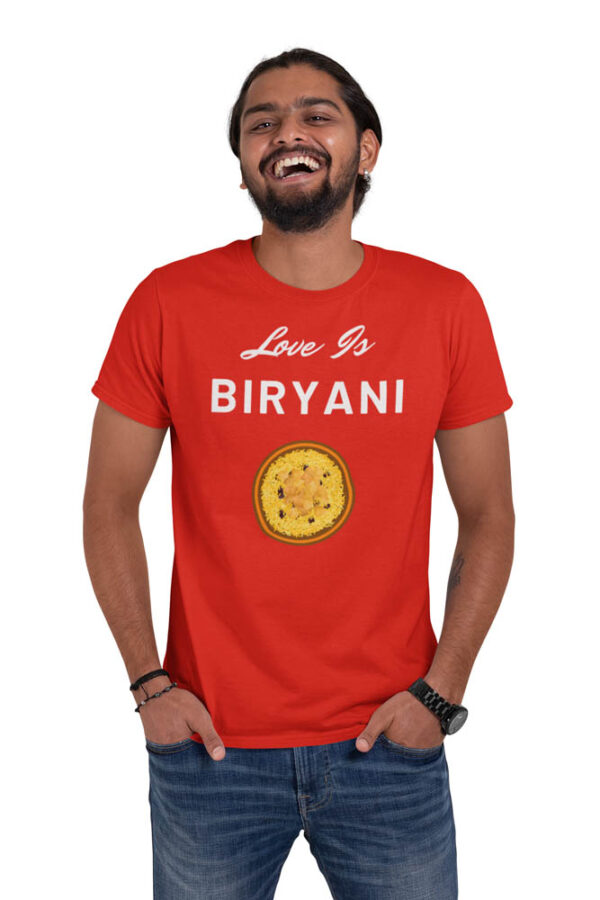 Love is Biryani Foodie T-Shirt for Men - Image 3