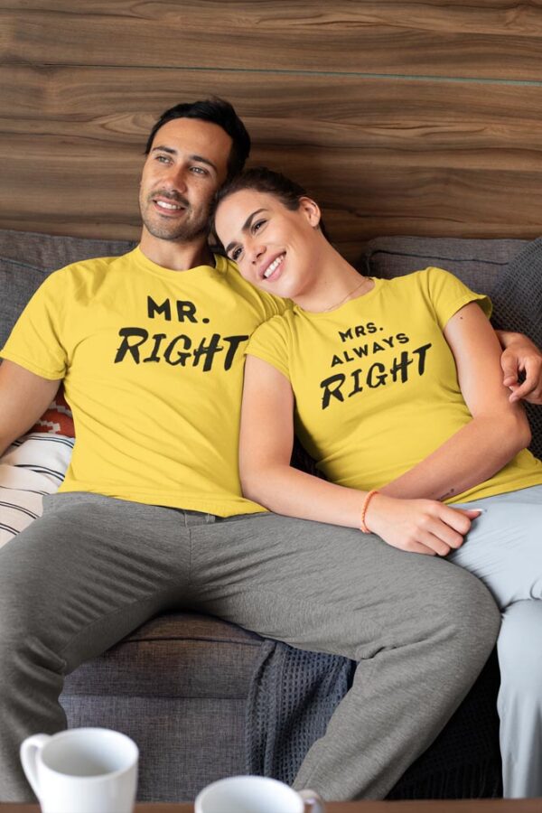 Mr. Right, Mrs. Always Right Valentine Couples T-Shirt - DK