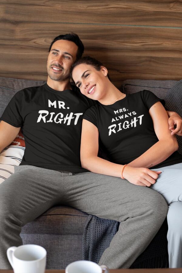 Mr. Right, Mrs. Always Right Valentine Couples T-Shirt - LT - Image 6