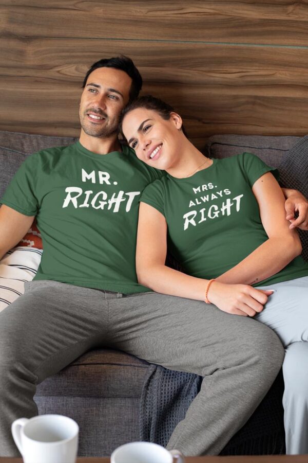 Mr. Right, Mrs. Always Right Valentine Couples T-Shirt - LT