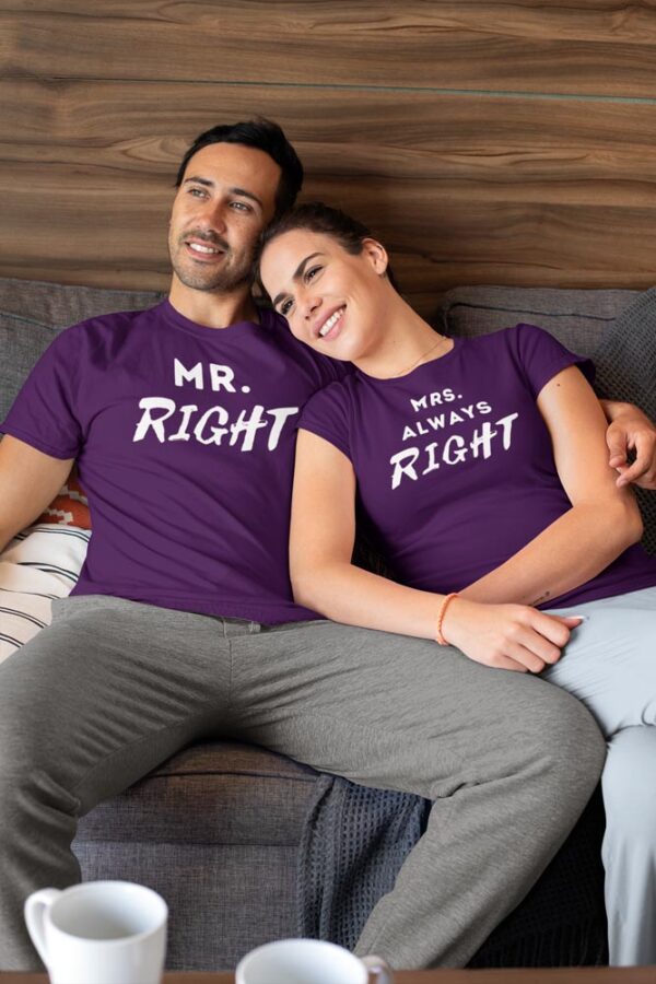 Mr. Right, Mrs. Always Right Valentine Couples T-Shirt - LT - Image 4